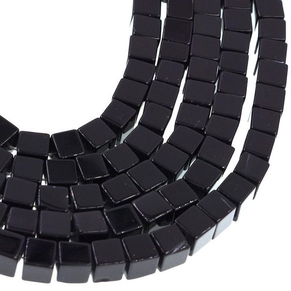 Perles d'agates noires Cube naturel en cristal de 612mm, pour la fabrication de bijoux, Bracelets, 15 pouces, couture, bricolage, bibelot