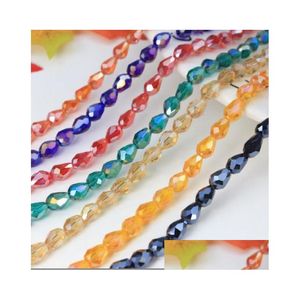 Kristal 6X8Mm Colorf Ab Tear-Drop Kristallen Glazen Kralen Facet Voor Ketting Armband Oorbellen Diy Sieraden Maken Drop Delivery Sieraden Dhuid