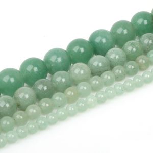 Cristal 8Mm 15 / Brin 4/6/8 / 10Mm Perles De Pierre Aventurine Verte Naturelle Entretoise Lâche Pour La Fabrication De Bijoux Bracelet À Faire Soi-Même Collier Dro Dh7D5