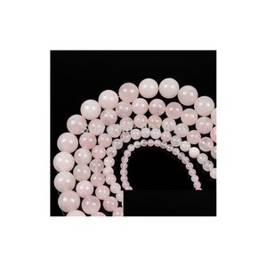 Crystal 8 mm Fashion Round Gem Stones Natural Stones Rose Rose Quartz Perles en vrac 4 6 8 10 12 mm Spaceur pour bracelet de bricolage