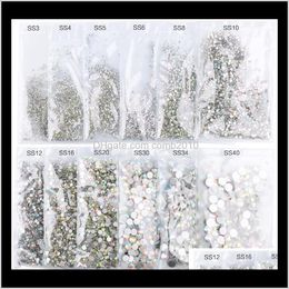 Cristal Ab Dos Plat Strass Nail Décoration Ss3-Ss50 3D Verre Nail Art Strass Taille Mixte Ongles Pierres Accessoires Ig1Tv Wyzqx
