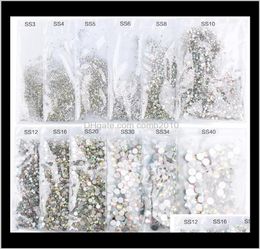Cristal Ab dos plat strass décoration d'ongle Ss3Ss50 3D verre Nail Art strass taille mixte ongles pierres accessoires Ig1Tv W1629310