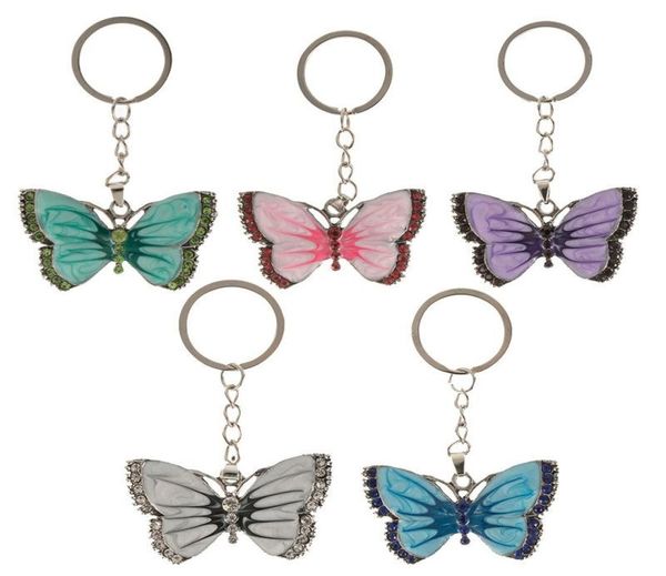 Crystal Animal Butterfly Keches Silver Vine Vine Rigonge Chaire de clés Anneaux Bijoux Cadeau Charmes Holder Cortes 4785994