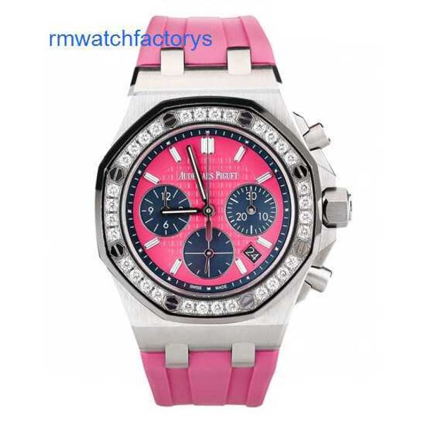 Reloj de pulsera Crystal AP 26231ST Royal Oak Offshore Machinery automático Esfera rosa para mujer 37 mm con tarjeta de garantía