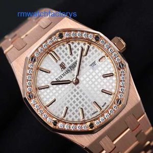 Crystal AP Montre-bracelet Royal Oak Series Montre pour femme 33 mm de diamètre Mouvement à quartz Acier de précision Platine Or rose Loisirs Femme Montre de luxe