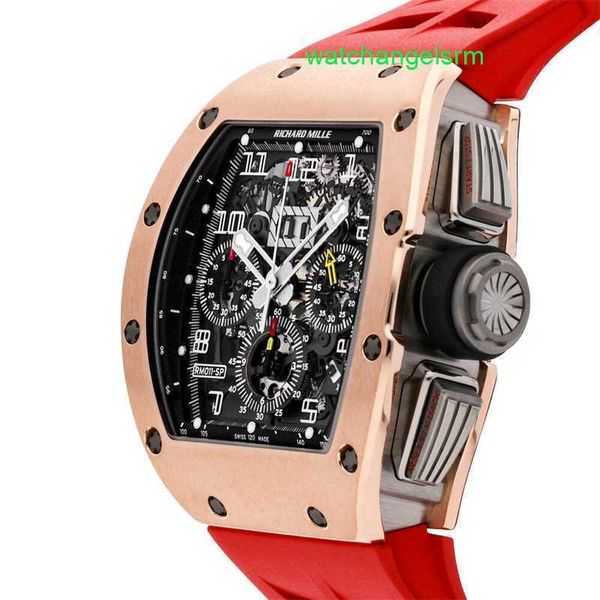 Crystal Automatic Wrist Watch RM Wristwatch RM011 Chronograph Car Gold Strap Watch RM011 AJ RG