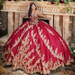 Robe De bal en cristal robes De Quinceanera or Appliques dentelle robes De 15 Anos perlée paillettes princesse douce 16 robe De bal