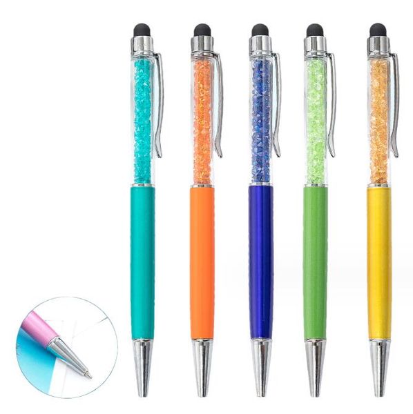 Crystal Ballpoint Pen Sand Sand Pens Girly Creative Stylus Touch Pen pour le bureau de mariage Office d'écriture PAPEAURISER METAL PENS