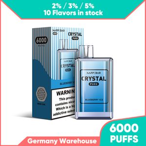 Crystal Bar Wegwerp Vape 6K 7K Rookwolken vaper 6000 Puff elf box karren voorgevulde Mesh Coil 2% E-Liquid einweg vapers desechables 1500mAh Batterij eu