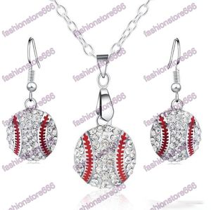 Kristal honkbal hanger oorbellen ketting sieraden sets mode sport sieraden beste vriend cadeau voor team club base ball minnaars
