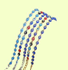 Bracelet à perles en cristal Bracelet Bracelets en émail en or Evil Blue Eye pour femmes Lucky Turkish Eyes Bijoux Cadeaux8574354
