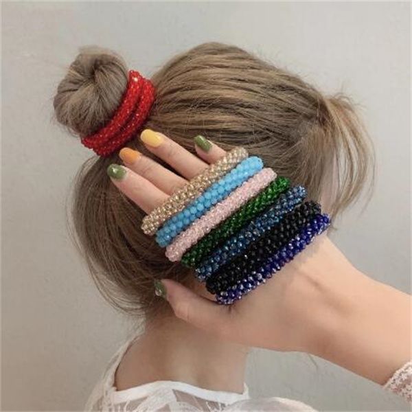 Perles de cristal cheveux corde pour femmes queue de cheval chouchous bandes de cheveux élastiques perlé caoutchouc bandeau cheveux accessoires GC1259