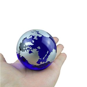 Globe terrestre en marbre bleu cristal, carte du monde, sphère de cristaux de Quartz, ornements de bureau, décoration nautique pour la maison, 2613
