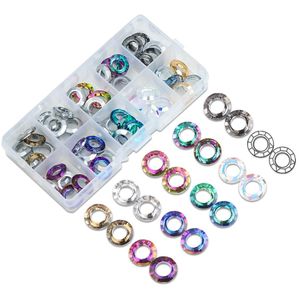 Conjunto de caja de cristal, espaciador de cuentas con agujero grande, anillo de Ángel de 8/10/14mm, cuentas redondas de cristal para joyería, accesorios para collar y pendientes DIY