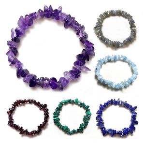 Bracelet en cristal brins de pierre naturelle irrégulière Bracelet perles puce bijoux améthyste aigue-marine Rose Quartz bracelet bracelets pour femmes