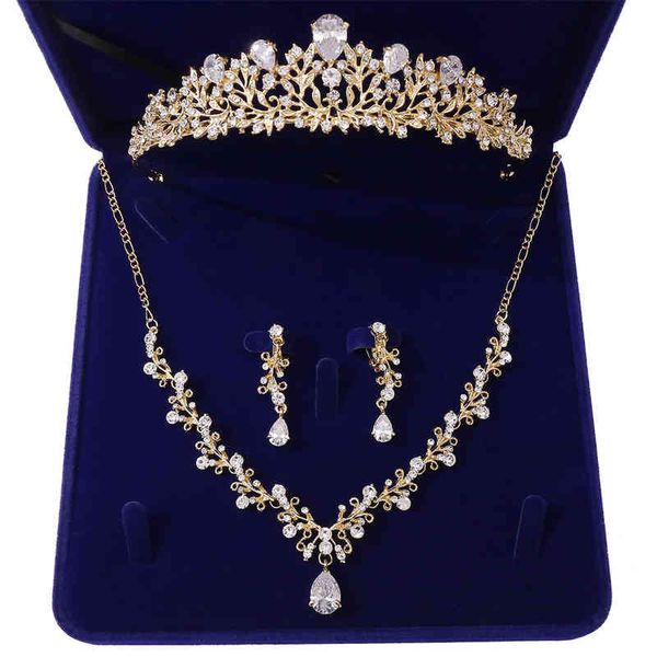 Ensembles de bijoux de mariée en cristal avec diadèmes, couronnes de mariage en strass de luxe, ensemble de boucles d'oreilles et collier, perles africaines pour mariée