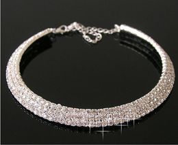 Cristal Bijoux De Mariée Sexy Hommes-Made Diamant Collier Pour La Fête De Bal Événement Formel De Mariage Ensemble De Bijoux Accessoires De Mariée 3 Rangées Strass