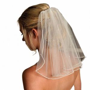 Voiles de mariée en cristal court 1 niveau maille douce avec peigne accessoires de cheveux de mariée pour femmes et filles k3lv #