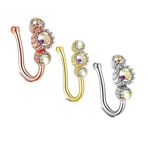 Crystal Butterfly Fake Non Piercing Clip op Nose Ring Indian Style Heart Nose Fuff