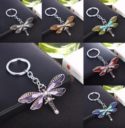 Crystal papillon Keychain Bohemia Dragonfly Pendants Courte des femmes Bijoux dames Cadeaux animaux Chaîne Key Chain de Noël GI5291517