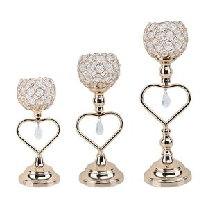 Kristal kaarsen houders metaal ijzer kandelaar hartvormige romantische bruiloftdecoraties ornamenten