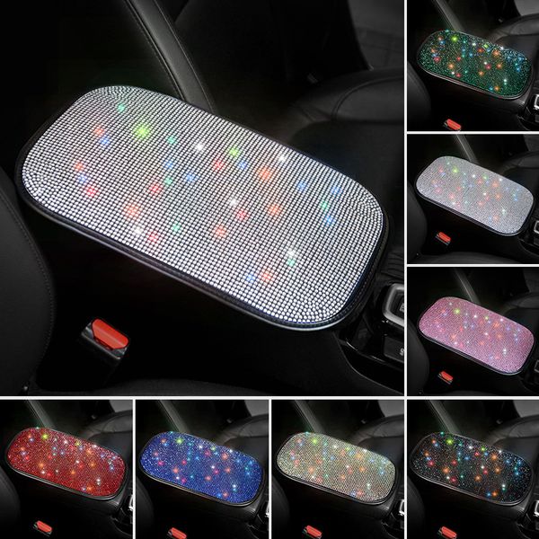 Funda de cristal para reposabrazos de coche, alfombrilla de cuero impermeable antideslizante, almohadilla para caja de almacenamiento, accesorios ostentosos para coche, Interior para mujer