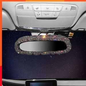 Kristalauto interieur achteruitkijk spiegelbedekking achteraanzicht spiegel decoratie bling rhinestone auto auto accessoires voor vrouwen