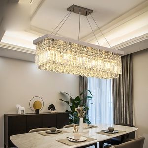 Crystal kroonluchter eenvoudige moderne rechthoekige dineren kroonluchter sfeer eetkamer lamp huishouden gepersonaliseerde creatieve dinine