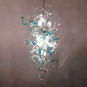 Lustres en cristal lampes 48 pouces Art déco lustre en verre soufflé à la main lumières maison chaîne LED pendentif éclairage Italie salon luminaires bleu blanc clair