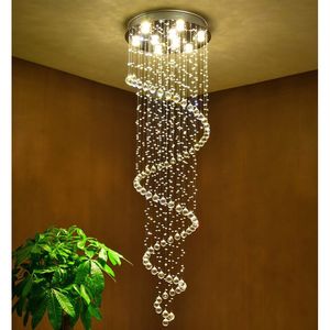 Candelabros de cristal Lámparas colgantes Accesorios Lámpara colgante espiral interior Decoración Luz de techo para escaleras de pasillo de hotel