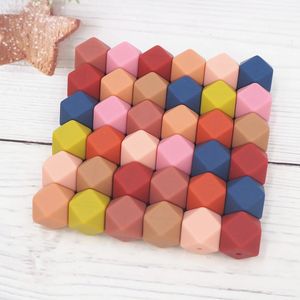 Crystal Chenkai 100PCS 14mm Siliconen Hexagon Bijtring Kralen BPA Gratis DIY Baby Fopspeen Baby Dummy Fopspeen Zintuiglijke Sieraden Speelgoed cadeau