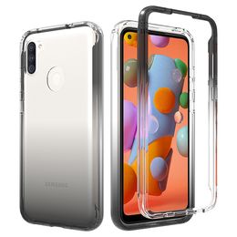 Crystal Clear 2 in 1 schokbestendige transparante gevallen Harde bumper Zachte TPU beschermhoes voor Samsung Galaxy A11 (Verizon, ATT, Metro, T-Mobile, Cricket)