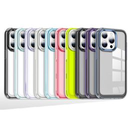 Crystal Clear Candy Color Cases Acryl Achteromslag TPU Frame Camera Lens Bescherming Schokbestendig voor iPhone 14 13 Pro Max 12 11 XR XS 8 7 Plus