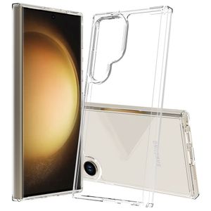 Funda de teléfono transparente para Samsung S24 Ultra Galaxy S23 FE 22 Plus, carcasa protectora acrílica con marco de TPU suave