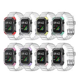 Crystal Clear Soft TPU Sport Correas Estuches para Apple Watch Band 44 mm 42 mm 40 mm 38 mm 6 5 4 3 2 1 Serie iwatch Armadura ultra transparente Cubierta protectora a prueba de golpes