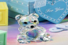 Collection de cristal Figurines d'ours en peluche rose bleu faveurs de mariage cadeaux de fête d'anniversaire centres de table accessoires baby shower maison De7440716