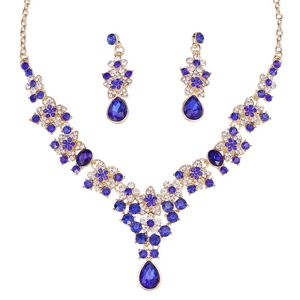 Kristal kleurrijke choker ketting oorbellen set strass bruids sieraden sets voor bruid bruiloft feestkostuum bijoux femme