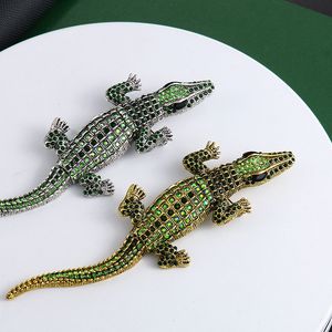 Kristalkrokodillenbroches voor mannen dieren corsage pin kleding mannelijke pakken kraag broche pins accessoires decoratie