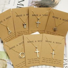 Crystal Cross Chocker Ketting voor Vrouwen Goud Kleur Handdoek Boom uil Hanger Ketting Mode-sieraden Party Gift