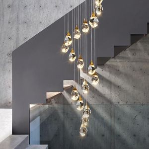 cristal cube lustre intérieur éclairage pour la maison escalier loft lampe salon salle à manger chambre cuisine décor spirale suspendu