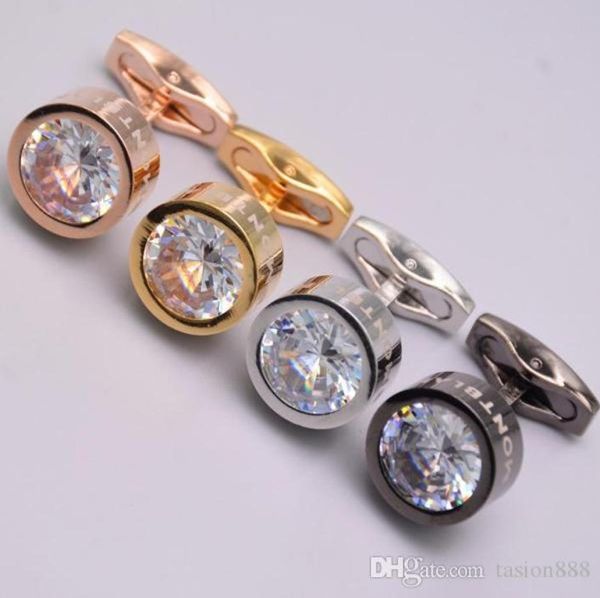 Bouchettes de manchette de manchette en cristal pour bouton d'estampage en cuivre doré en or rose ou en argent avec bouchon de manchette en métal de mode Gift4707659