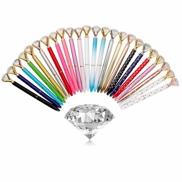 Stylo à bille en cristal diamant, encre noire, gros bijou, fournitures scolaires et de bureau, cadeau pour femmes et filles, collègues de travail