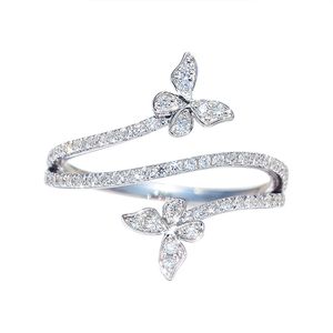 Crystal Diamond Butterfly Ring Charm Designer Sieraden Meerlagige ringband Vrouw Girls Rings Gift Jewelry