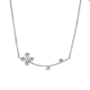 Crystal Diamond Clover Hanghangende ketting voor Pandora 925 Sterling Silver Chain Ketters Designer sieraden voor vrouwen zussen cadeau luxe ketting met originele doos