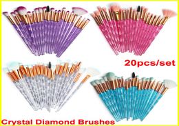 Crystal Diamond Makeup Brushes 20pcs Set Powder Bross Kits Face and Eye Brush Puff Cosmetics Brushes Brushes Brushes Bross Beauté Too8007741