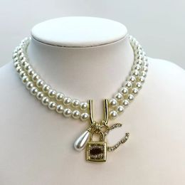 Collier de perles en cristal de diamant, collier classique à la mode, pendentif épais plaqué or 18 carats pour femmes et filles, cadeau de fiançailles de saint valentin, bijoux de créateur