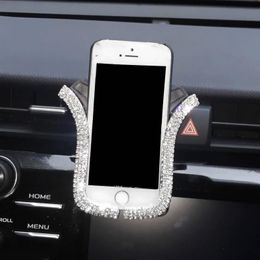 Crystal Diamond Universal Car Telefoonhouder Bling Rhinestone Car Air Vent Mount Stand Mobile Phone GPS Holder voor iPhone Samsung