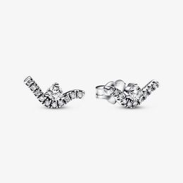 Cristal diamant vague boucles d'oreilles pour Pandora 925 argent sterling fête boucle d'oreille ensemble bijoux de créateur pour femmes petite amie cadeau boucle d'oreille de mariage avec boîte d'origine