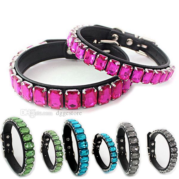 Colliers de chien en cristal bijoux Bling Gemstone en cuir collier de chien pour petits chiens moyens tas à thé chiot chihuahua Yorkie bulldog anniversaire de mariage bulldog rouge l b146