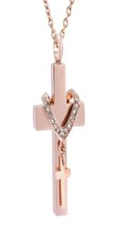 Crystal Double Ashes KeepSake Memorial Bijoux en acier inoxydable Ashes KeepSake Cremation Urn Collier2029344